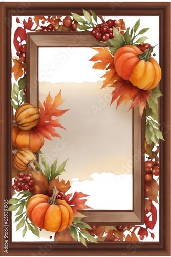  frame with pumpkins and autumn leaves graphics for thanksgiving day