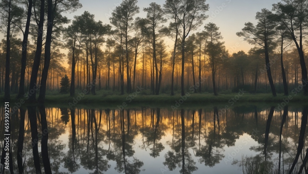 Obraz premium sunrise over lake