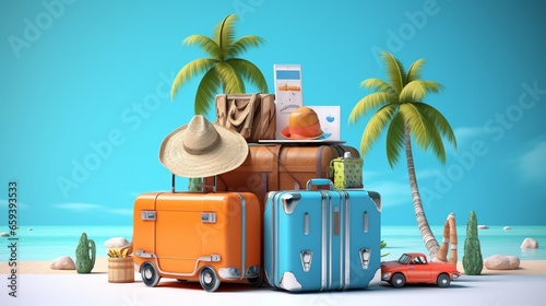 Summer vacation and travel. realistic vector elements.