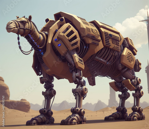 Camel cyborg. Digital illus...