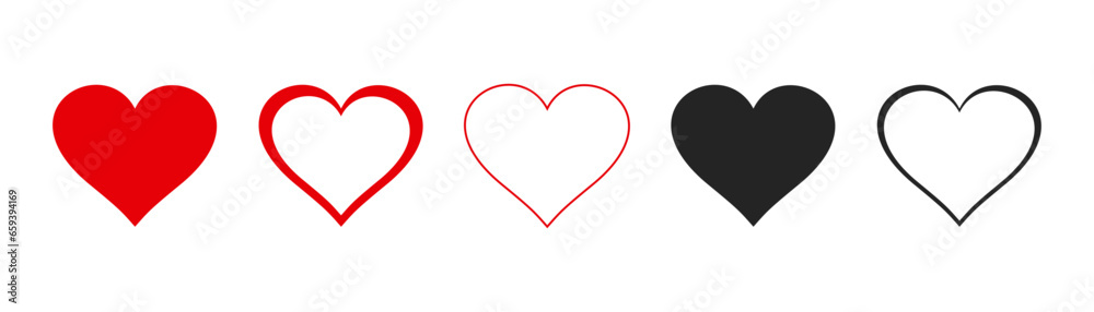 Set of hearts icon, heart drawn hand - stock vector Set of hearts icon, heart drawn hand - stock vector