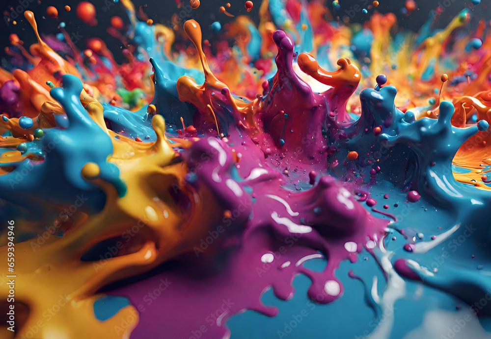 Vibrant Liquid Splash Art
Dynamic Liquid Pouring Scene, 
Colorful Fluids in Motion, 
Full-Color Liquid Explosion