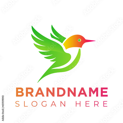  Vector Flying Bird logo Illustration with gradient colorful  Style © Sumondesigner_42