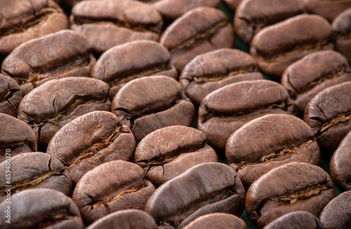 Coffee Beans Background Texture. Close Up.