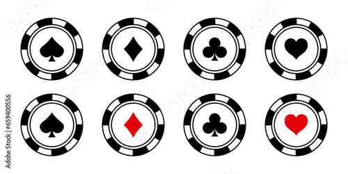 Poker chips icon symbol set