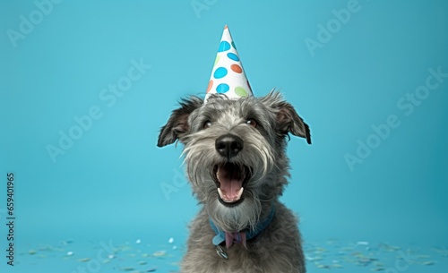 Cute dog celebrating birthday
