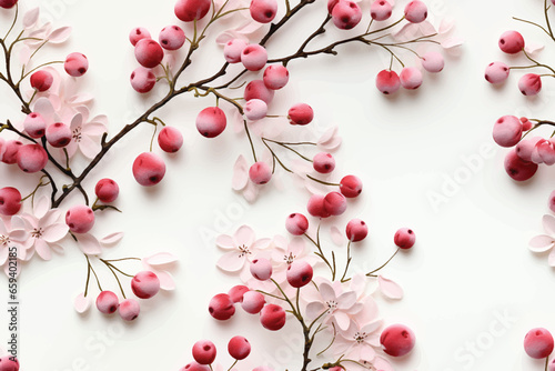 Beautiful seamless vector pattern with japanese flowers, paradise flowers, magnolias, spring wallpaper, branches. Perfect for wallpapers, web page backgrounds, surface textures, textile.