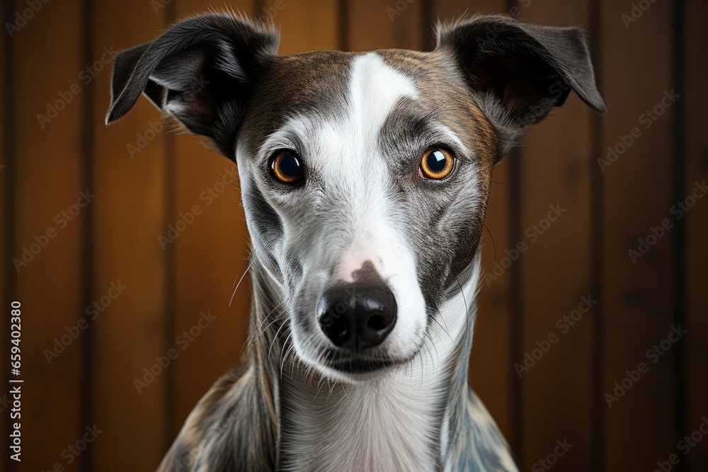  Graceful Whippet dog sitting with elegance and poise, Generative AI