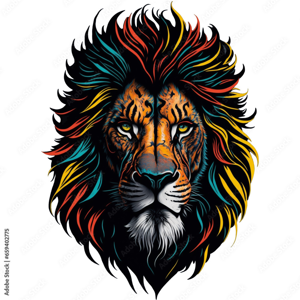A Lion t-shirt design capturing a moment of hunting prowess, graffiti, vector sticker art, t-shirt design, Generative Ai A Lion t-shirt design capturing a moment of hunting prowess, graffiti, vector sticker art, t-shirt design, Generative Ai