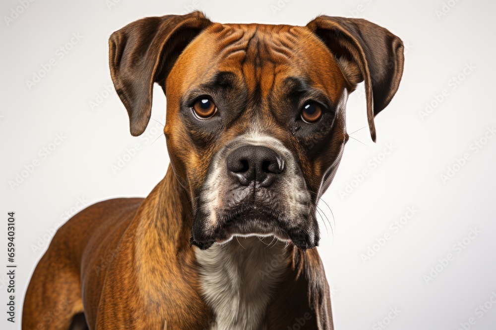Regal Boxer dog sitting with a strong and powerful presence, Generative AI