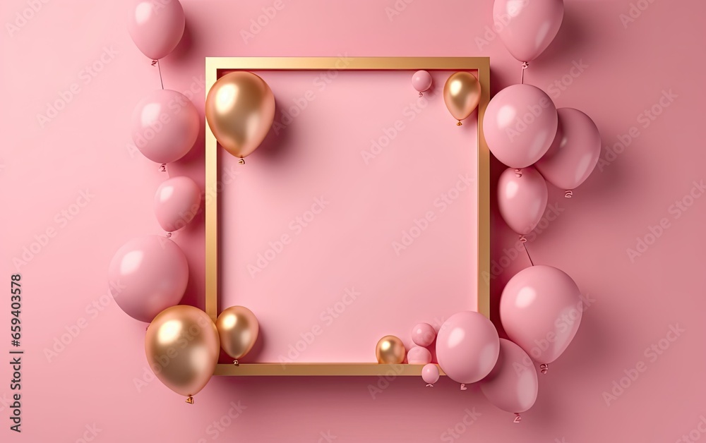 Shining pink balloons on a pink background Shining pink balloons on a pink background