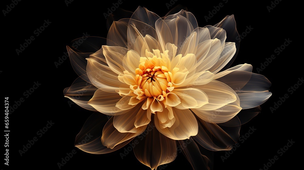 a yellow flower with a black background is seen in this image. generative ai a yellow flower with a black background is seen in this image. generative ai