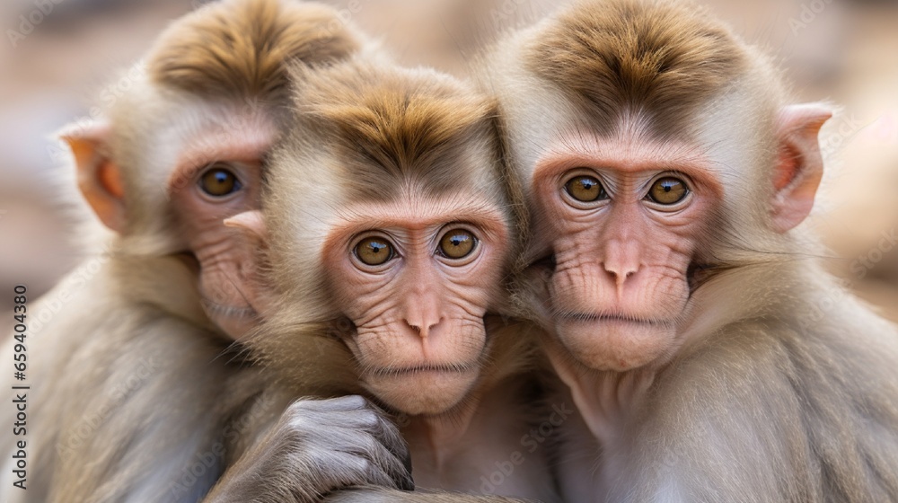 Rhesus macaques are well-known brown primates with bright red faces and