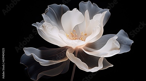  a white flower with a black background is shown in this image.  generative ai