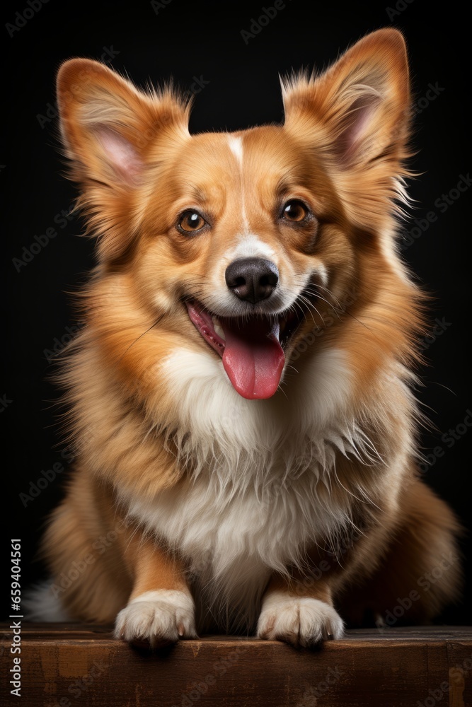 Curious Corgi dog sitting and tilting its head, Generative AI Curious Corgi dog sitting and tilting its head, Generative AI