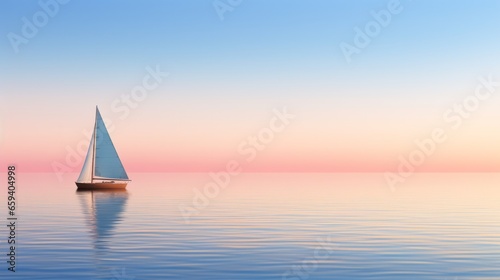Yacht sailing in open sea at stormy day - Anchored sailing yacht on calm and peaceful sea