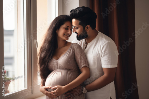 Pregnant woman spending time with her husband at home