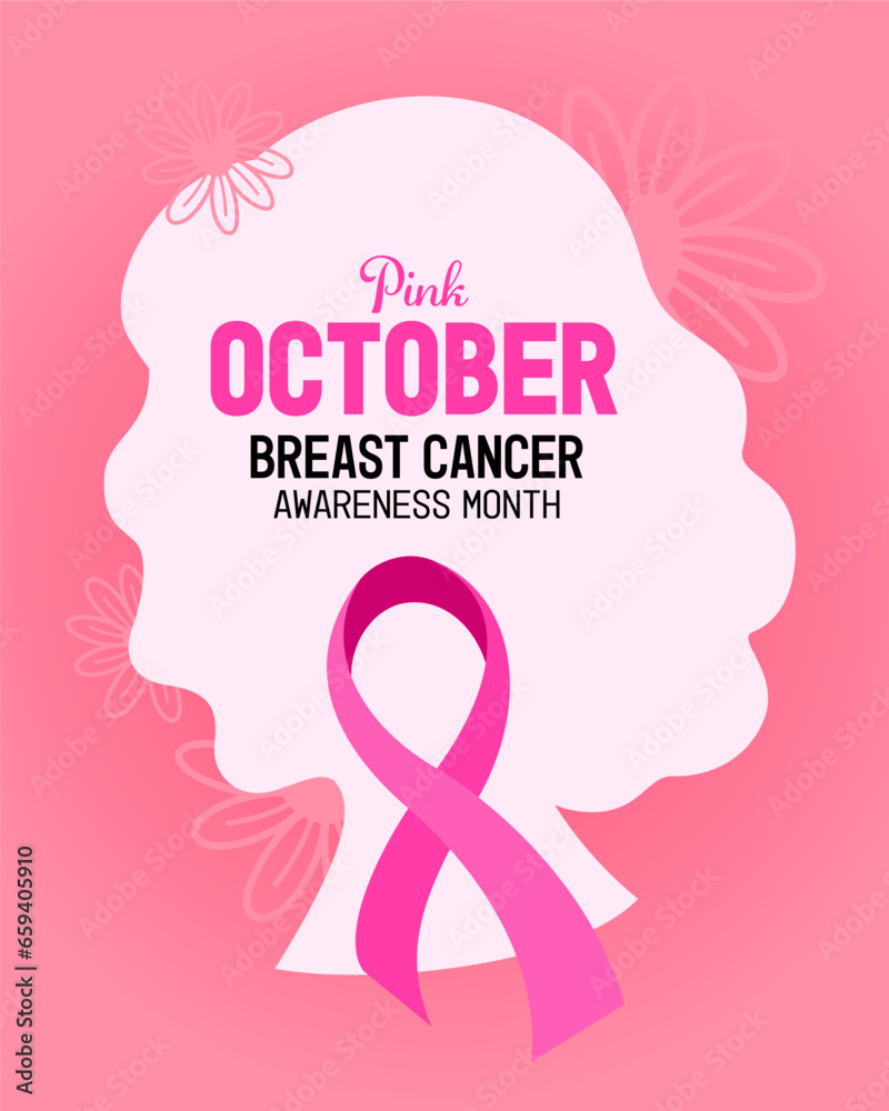 Pink October, Breast cancer awareness month. Campaign banner with pink ribbon background. Vector illustration.