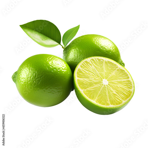 Key lime isolated on transparent background