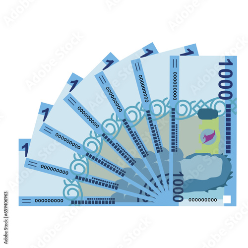 Hungarian Forint Vector Illustration. Hungary money set bundle banknotes. Paper money 1000 HUF. Flat style. Isolated on white background. Simple minimal design.