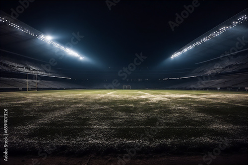 Vast empty sports stadium or arena lit with spots