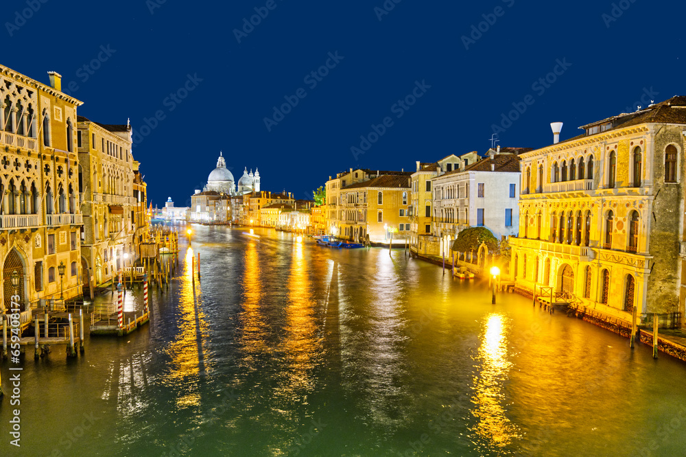 Venice evening artistic long exposure in Italy the Grand canal street and water in evening night