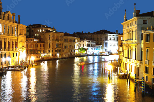 Venice evening artistic long exposure in Italy the Grand canal street and water in evening night