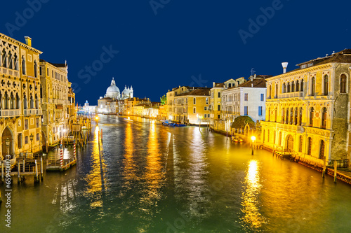 Venice evening artistic long exposure in Italy the Grand canal street and water in evening night