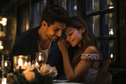 intimate photo of the couple at a beautifully set table adorned with candles and Italian cuisine  highlighting the romantic ambiance of an Italian wedding reception. Photo