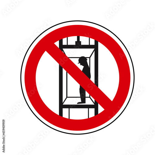 ascenceur Interdit Panneau signalisation rond rouge