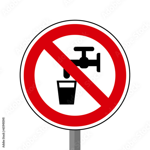 eau non potable Interdit Panneau signalisation rond rouge metal