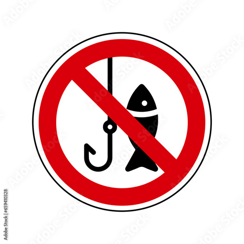 peche Interdit Panneau signalisation rond rouge