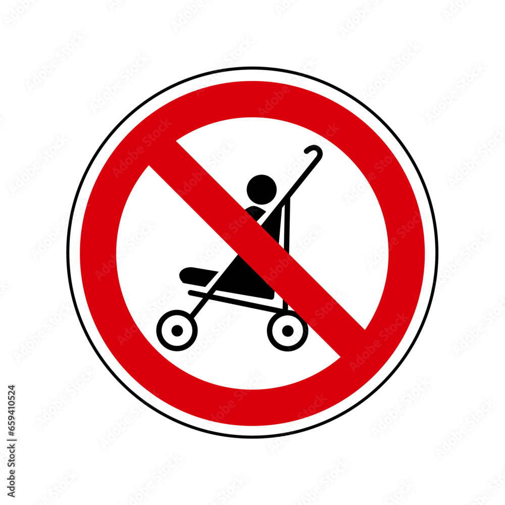 poussette bebe Interdit Panneau signalisation rond rouge poussette bebe Interdit Panneau signalisation rond rouge