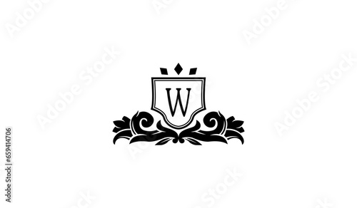 Black Elegant Logo Flat Style W