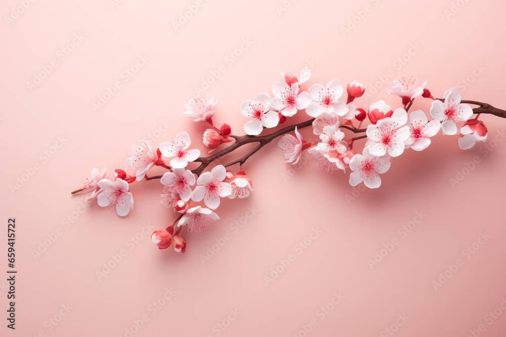 Cherry blossom decorations symbolizing renewal isolated on a gradient background 
