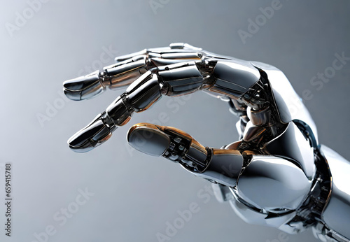 uturistic 3D Render Robotic Hand Technology, 
Cybernetic Hand in Detailed 3D Rendering, 
Artificial Intelligence Robotic Hand Concept photo