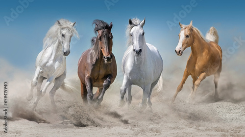 Fototapeta Naklejka Na Ścianę i Meble -  Horses galloping in dust