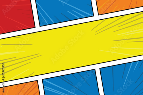 vector comic panels in various colors and angles, comic images, image panels, cartoon backgrounds, suitable for headlines, or places for anime images photo