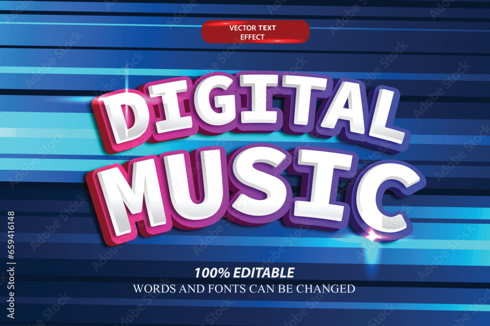 3d editable text effect digital music