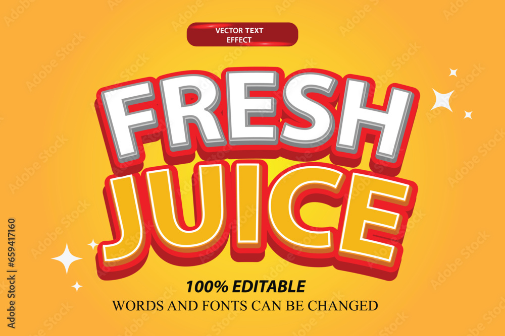3d editable text effect fresh orange juice logotype and fresh drink headline, orange juice vector template