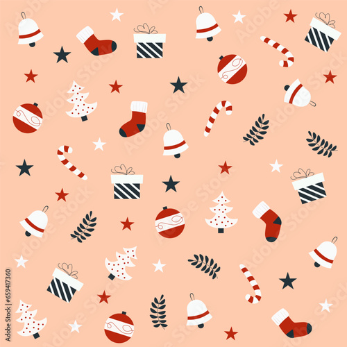 New Year's pattern. Christmas. Pattern for New Year's holidays. Pattern for gifts, wallpaper, pajamas and textiles.