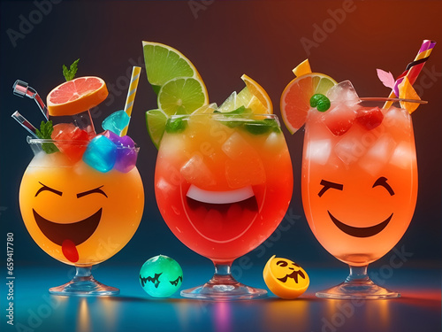Emoji Cocktails: Fun and Festive Drinks AI generated photo
