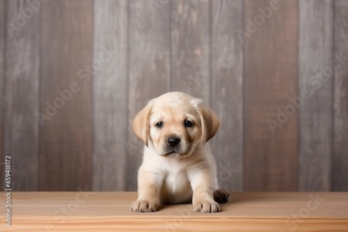 Puppy dog on blackboard background. Paste your text for copy space