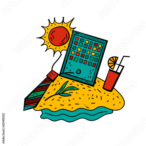 Bleisure symbol. Travel, work and relax at the same time