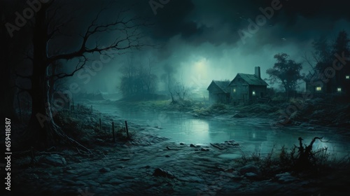 Wallpaper Mural creepy and spooky fantasy village, concept illustration, abstract art Torontodigital.ca