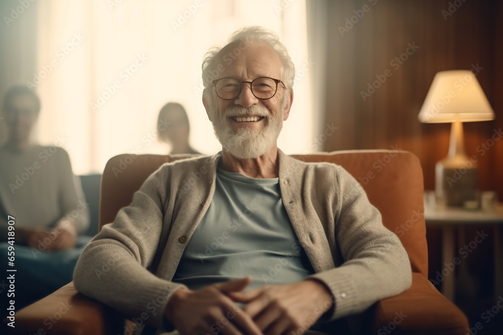 Middle-aged professional psychotherapist in the working process Middle-aged professional psychotherapist in the working process