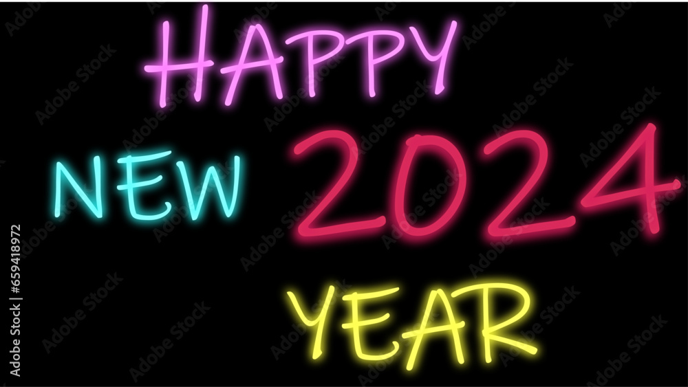 neon sign of HAPPY NEW YEAR 2024