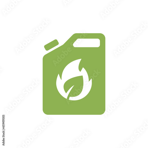 Simple icon of Biofuel can. Renewable energy and green environment. Biogas concept