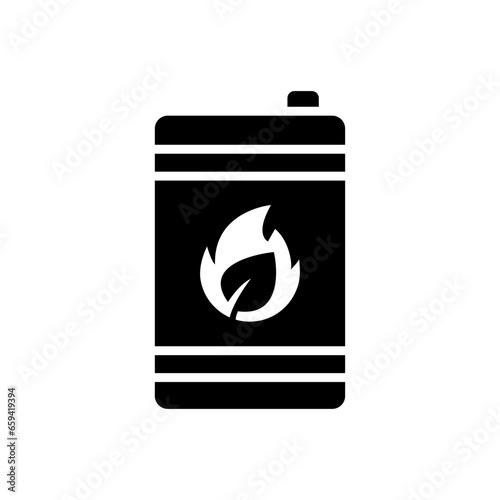 Simple icon of Biofuel barrel. Renewable energy and green environment. Biogas concept