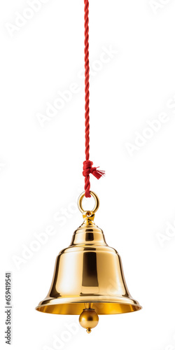 golden christmas bell isolated on transparent background